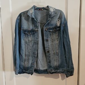 Highway Jeans blue distressed denim jacket size x-small